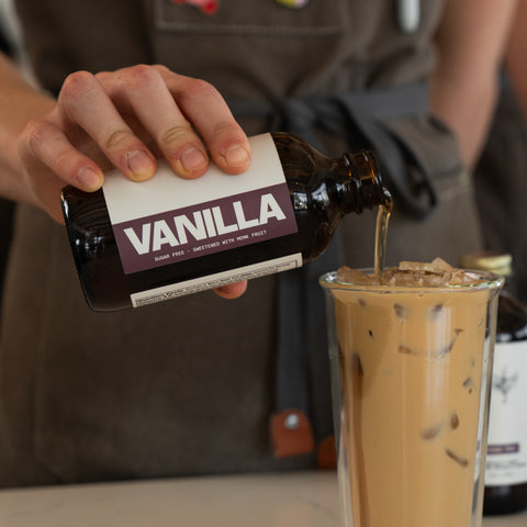 Lifestyle shot featuring Pax & Beneficia Sugar-Free Vanilla syrup
