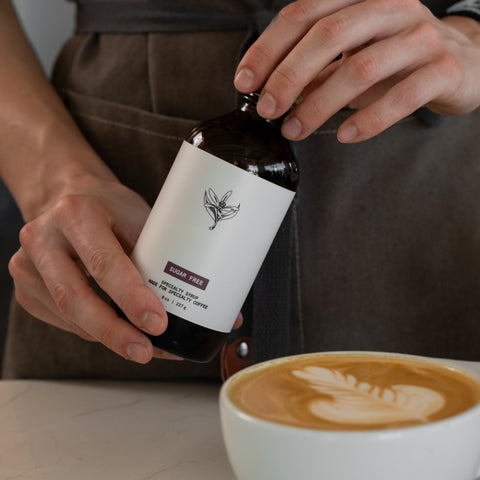 Another lifestyle shot featuring Pax & Beneficia Sugar-Free Vanilla syrup